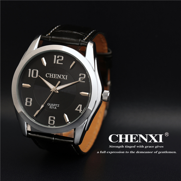 Nickle Free High Quality Stainless Steel Caseback Black White Gold Genuine Leather Watches