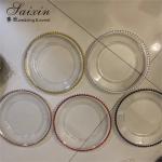 Plastic Gold Beaded Acrylic Charger Plate Wedding Table Decoration Clear