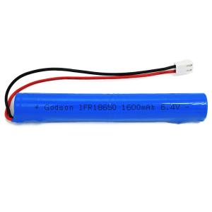 China 1600mAh 18650 LiFePO4 Packs 6.4V Emergency Lighting Battery wholesale
