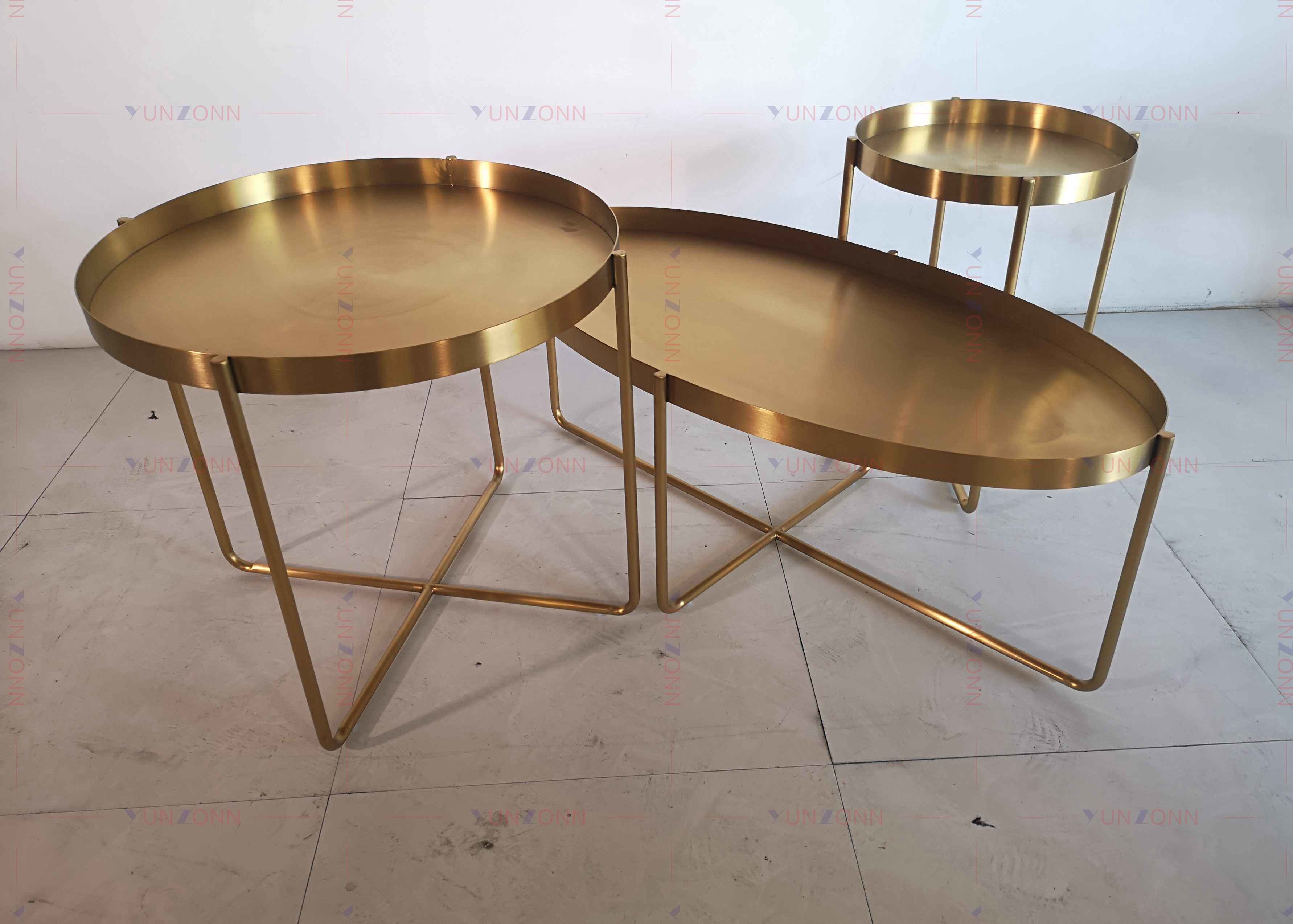 Golden Metal Side Tea Table Coffee Table D60xH50cm 201 Stainless steel