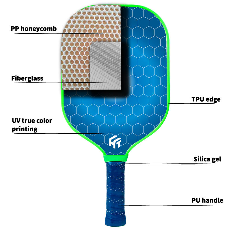 Graphene Glass Fiber Pickleball Paddle with Customized Design and Carbon Fiber Sleeve