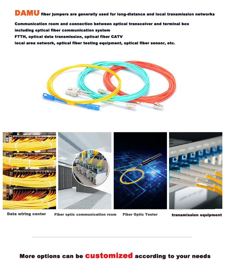 4 Core Sc Lc Fiber Patch Cord Armoured Multi Mode OM3 PVC LSZH 3.0mm