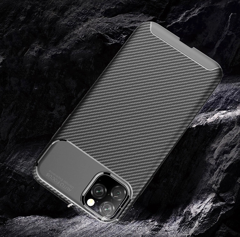 Function Protect Mobile Phone TPU Case Carbon Fiber Brushed for iPhone 11 Pro Max