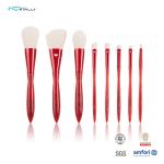 Red Plastic Handle Professional Makeup Brush Kits Aluminium Ferrule Cosmetic