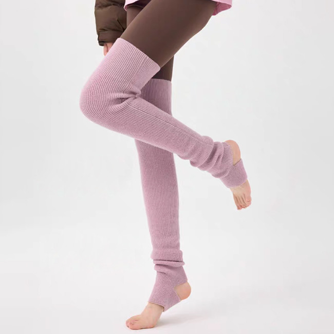 Women Ribbed Over Knee High Socks Leg Warmers Toeless Yoga Ballet Dance Leg Warmers