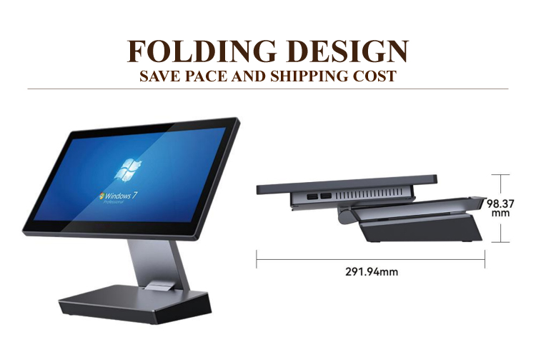 POS-0073 Retail Terminal Folding POS System with External 15.6 Inch Windows Display