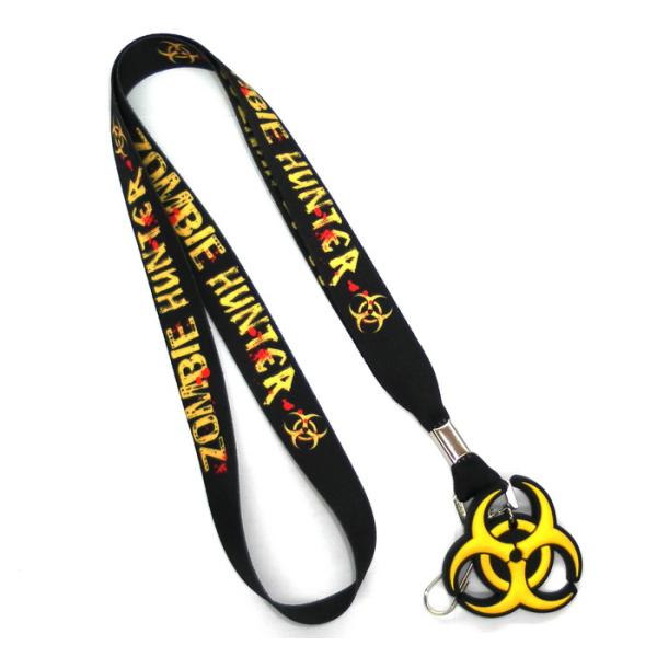 Swivel J-Hook Black Dye Sublimation Lanyards Customised With PVC Rubber Hanger