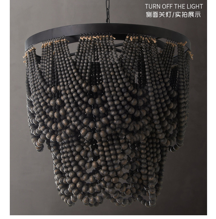 Wooden Bead Chandelier Creative American Bedroom Sample Room classical chandelier(WH-CI-163）