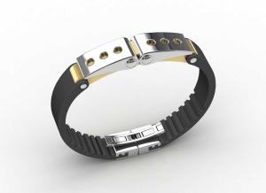 China Top Quality Europe Fashion Stainless Steel Genuine Leather Silicone Bangle Bracelet ADB177 wholesale