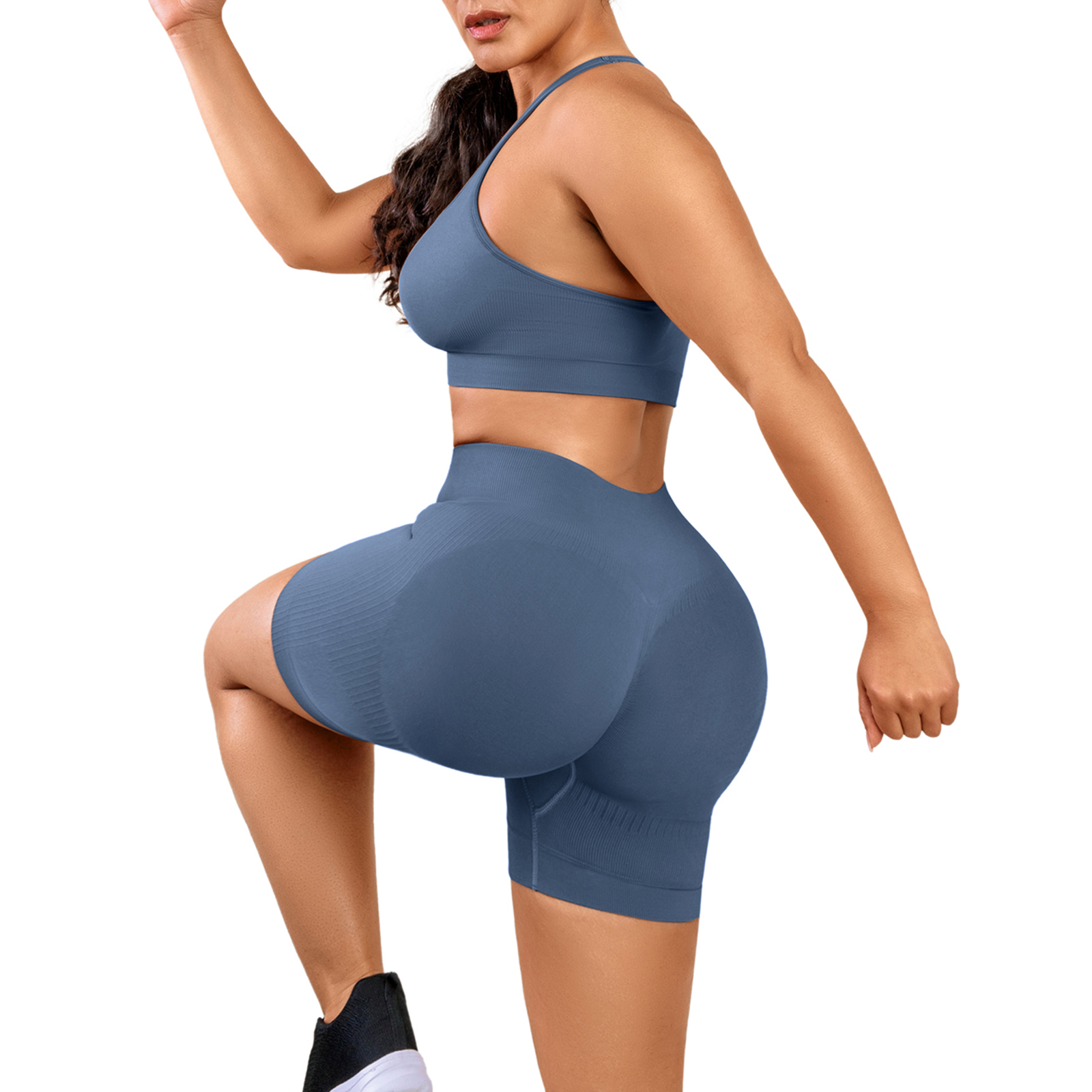 Hexin Custom Logo Women's Gym Fitness Set with Eco Friendly Fabric and High Waist1