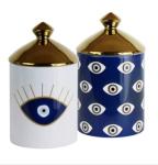 Eye Pattern Candle Ceramic Containers With Letterpress Printing Gravure Printing