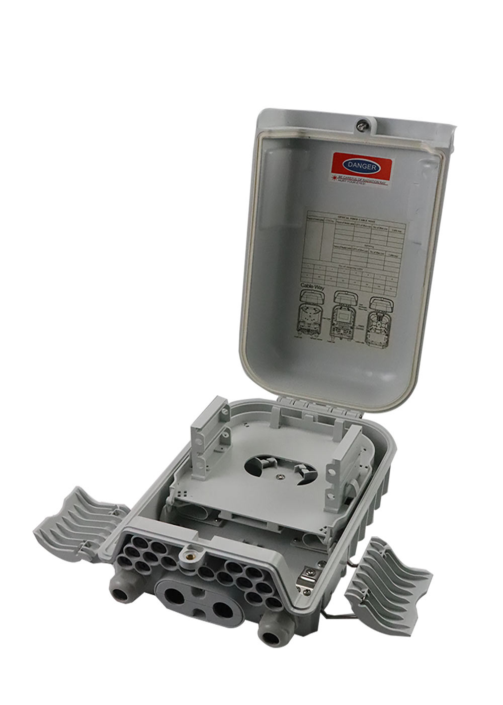 PC+ABS Material 16 Core Optical Fiber Distribution Box Grey Black