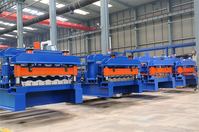 Iron 3-5m/min Glazed Tile Roll Forming Machine hydraulic shear for roof wall