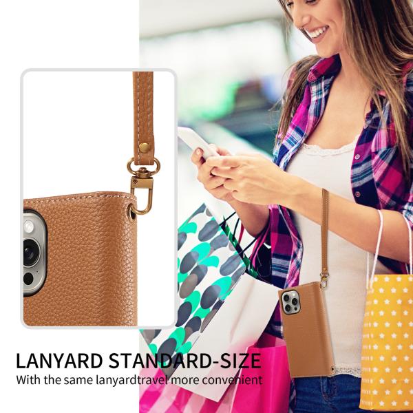 Suitable For IPhone 17 Pro Max First Layer Cowhide Mobile Phone Case Apple 17 Wallet Lanyard Card Slot High-End Leather Case