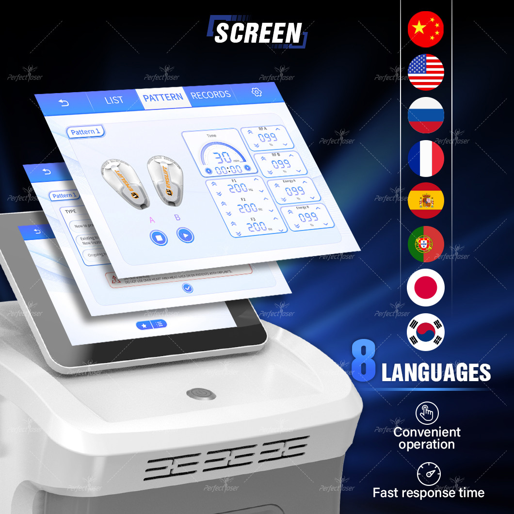 Air Cooled 5000W EMS Sculpting Machine with 300us Pulse 40% Fat Reduction 8 Languages Support