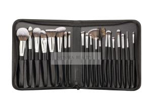 China 20 Pieces Professional Makeup Brush Set With Black PU Leather Zipper Storage Case wholesale