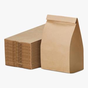 China Brown Lunch Kraft Paper Packaging Bags Biodegradable For Restaurants wholesale