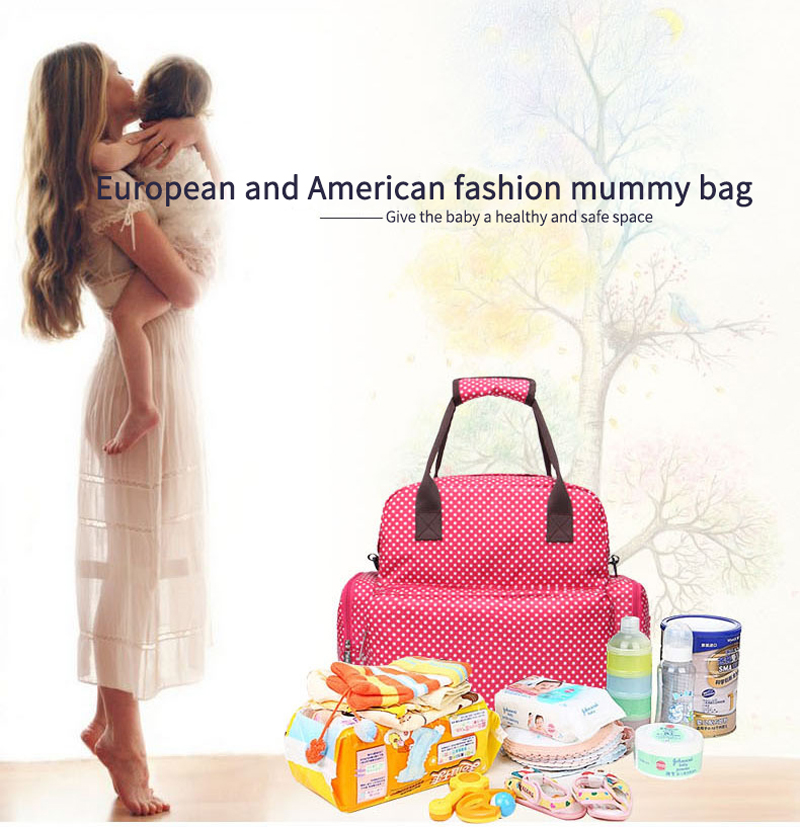 Waterproof Anti-theft Nappy Tote Diaper Bag Multi-Function Travel Backpack Maternity Diaper Shoulder Bag with Changing Mat