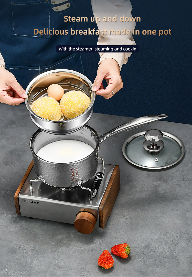 Kitchen 18 / 10 Stainless Steel Milk Pot For Cooking With Pot Cover