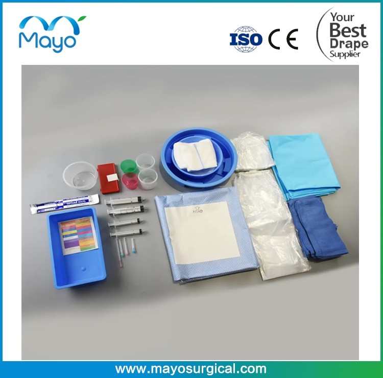 Cardiac Cath Lab Use Disposable Sterile Surgical Cardiovascular Pack With Angio Drape 4 Hole