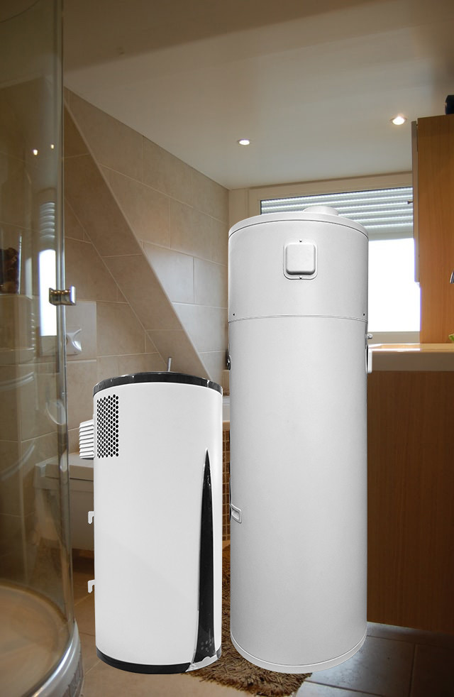 0.6KW R134a White Air Source Heat Pump Hot Water Cylinder Wall Mounted