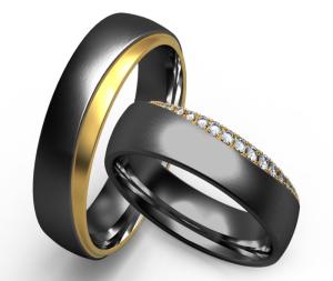 China Simple Fashion Damascus Steel Ring Black Gold Matching Couple Rings wholesale