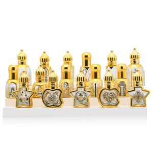 China Beauty Packaging Mini Glass Roll On Bottles 12ml For Perfume Packaging Golden Glittering wholesale