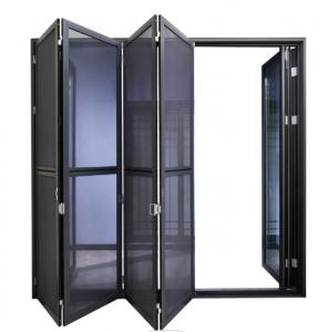 China Soundproof Black Aluminium Bifold Doors , Aluminum Mosquito Net Door wholesale