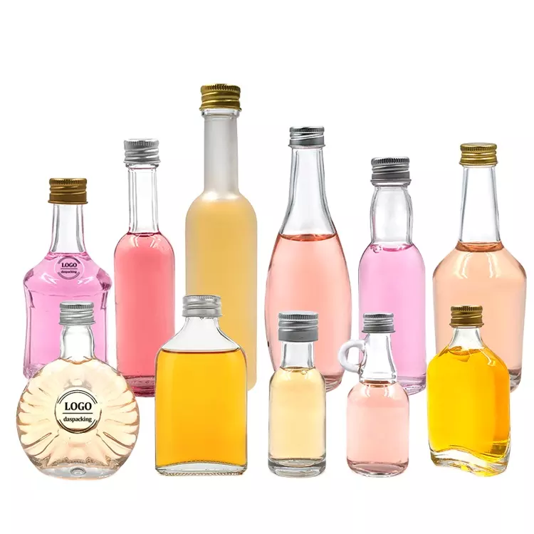 Glass Products 100ml Custom Clear Flat Glass Flask for Whiskey and Spirits Bottle