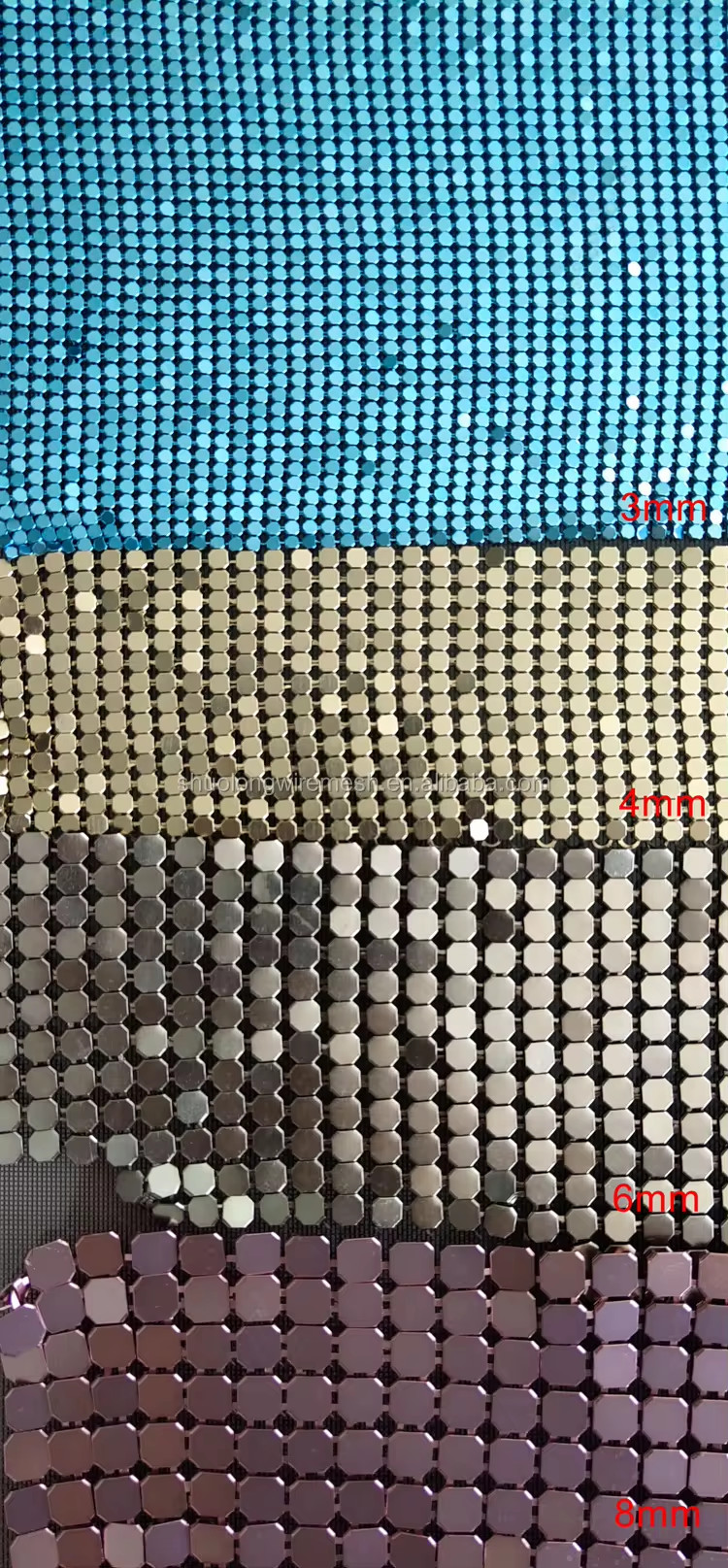 Aluminum Alloy Shimmer Metallic Sequin Chain Link Fabric For Curtain Metal Mesh Fabric