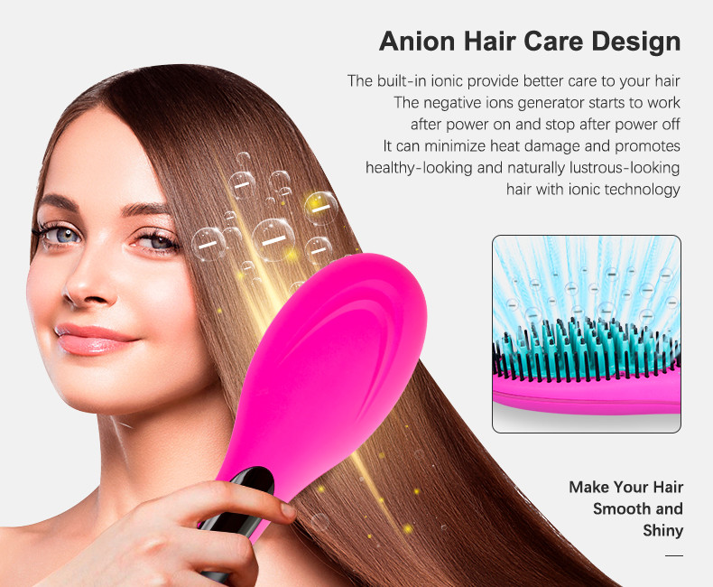 Anti Scald Electric Hair Straightener Brush Comb With MCH Heater
