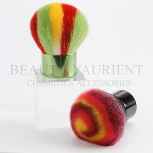 China Colourful Hair Kabuki Makeup Brush For Powder Aluminum Handle wholesale