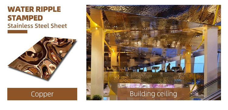 316 Water Ripple Sheet 4x8 3d Design Panel Gold Mirror Stainless Steel Plate