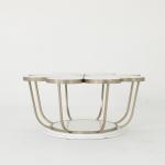 Living Room Stainless Steel Round Certral Coffee Table With Brushed Gold Satin