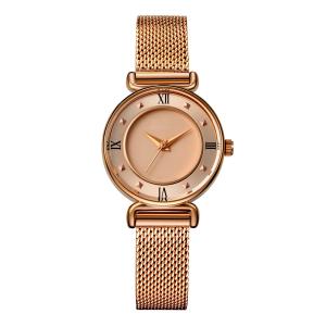 China IP Rose Gold Waterproof 28mm Alloy Quartz Watch Ladies Mesh Band wholesale
