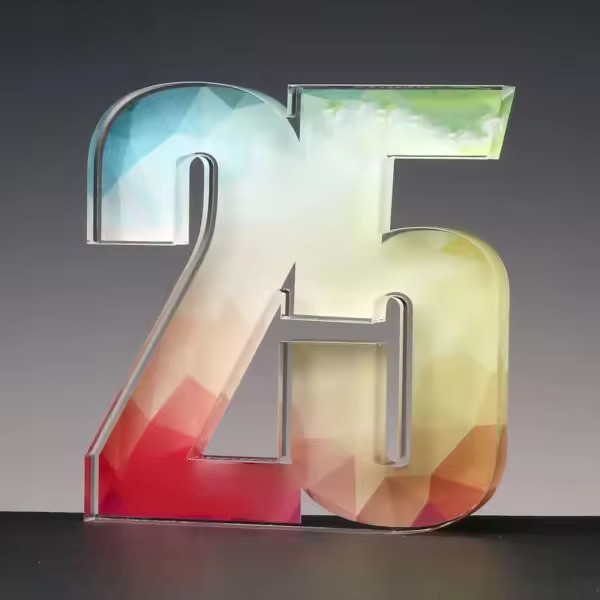 Clear Plexiglass Number Acrylic Award Block Custom Printing For Company Events