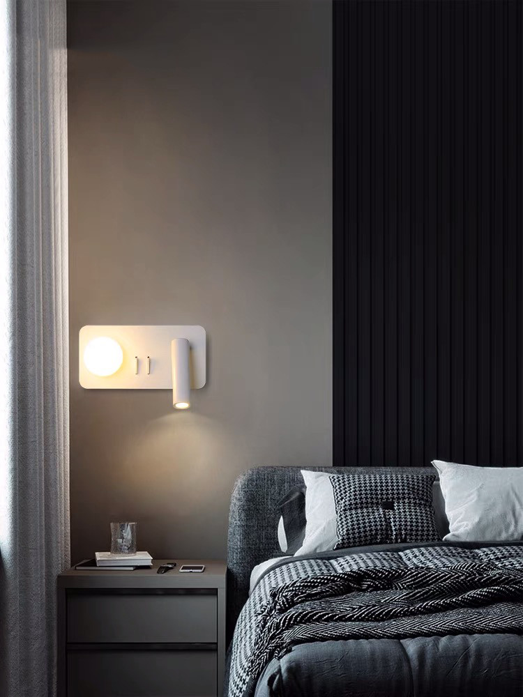 White Reading acrylic ball Wall Lamp 3W +5W Interior Bedroom Bedside Desk Wall Sconce Light Fixture For Indoor Hotel