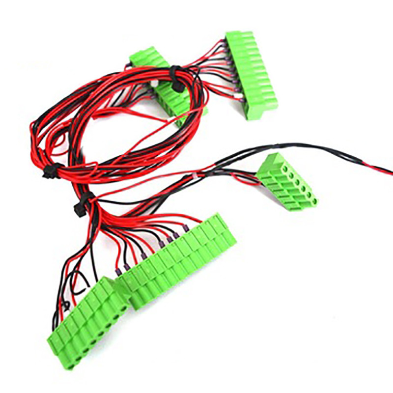 770mm Green Terminal Block Wire Harness Cable Cold Pressed 90 Degree