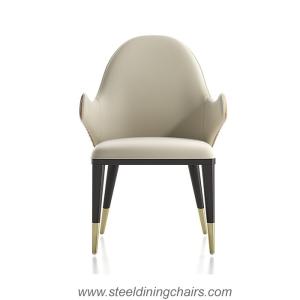 China PU Leather Solid Wood 55cm 94cm Cream Upholstered Dining Chairs wholesale