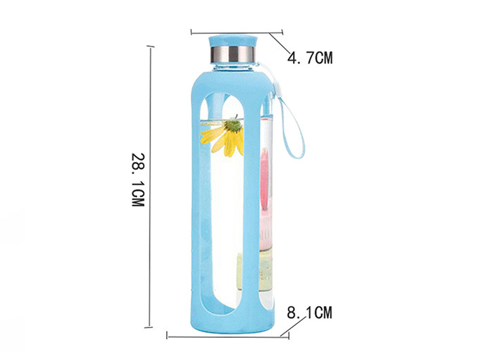 Outdoor Custom Unbreakable Glass Water Bottles Bpa Free With Sleeve Eco - Friendly