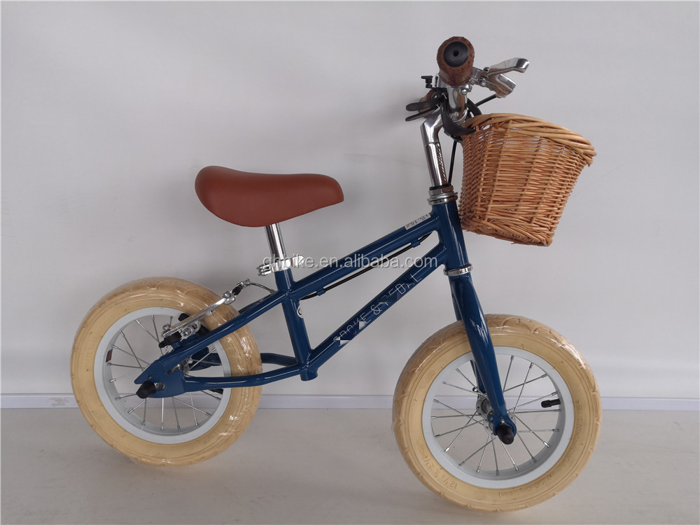 2022 Style Kids Walking Bike for Baby with Front Wicker Basket and Wanda 12 Inch Tires