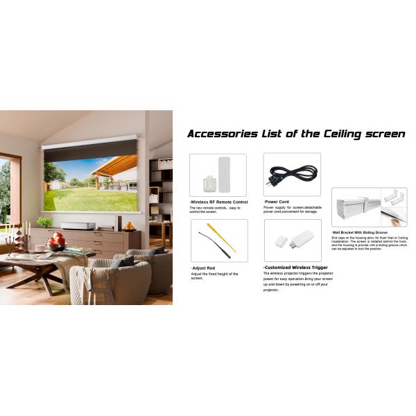 Indoor Electronic Movie Screen 120 Inch Electric Projector Screen With Remote Control