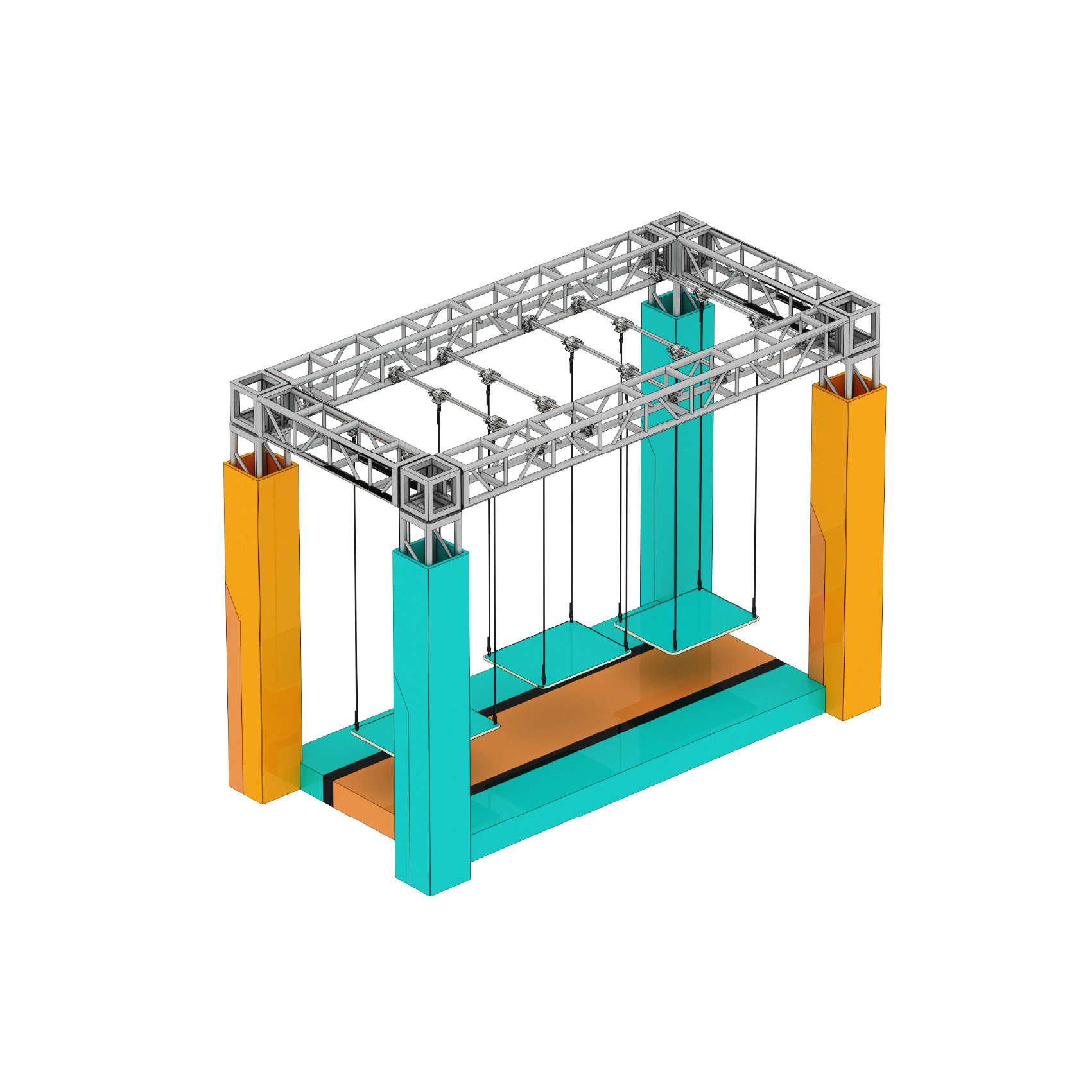 Multiple Color Playground Ninja Course , Obstacle Course Playground Equipment
