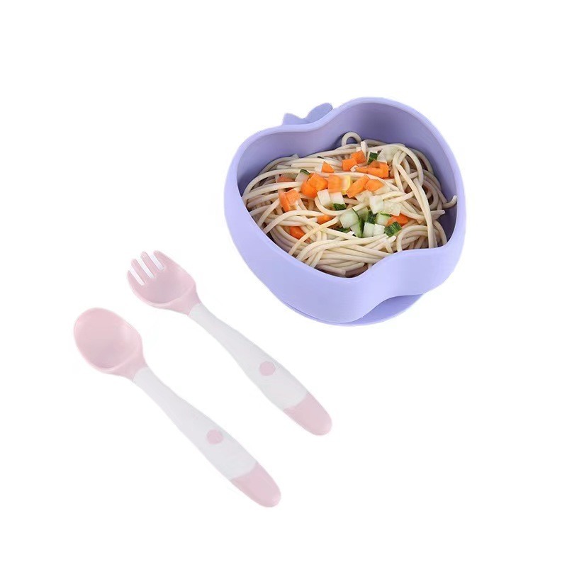 Practical Silicone Bowl SuctionApple Silicone Supplementary Food Bowl Baby Anti slip Tableware Bowl