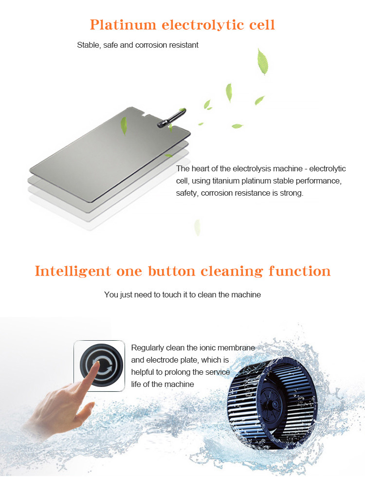 5 Ti Pt Plates Alkaline Water Ionizer 0.1-0.4MPa With Water Purification Filter