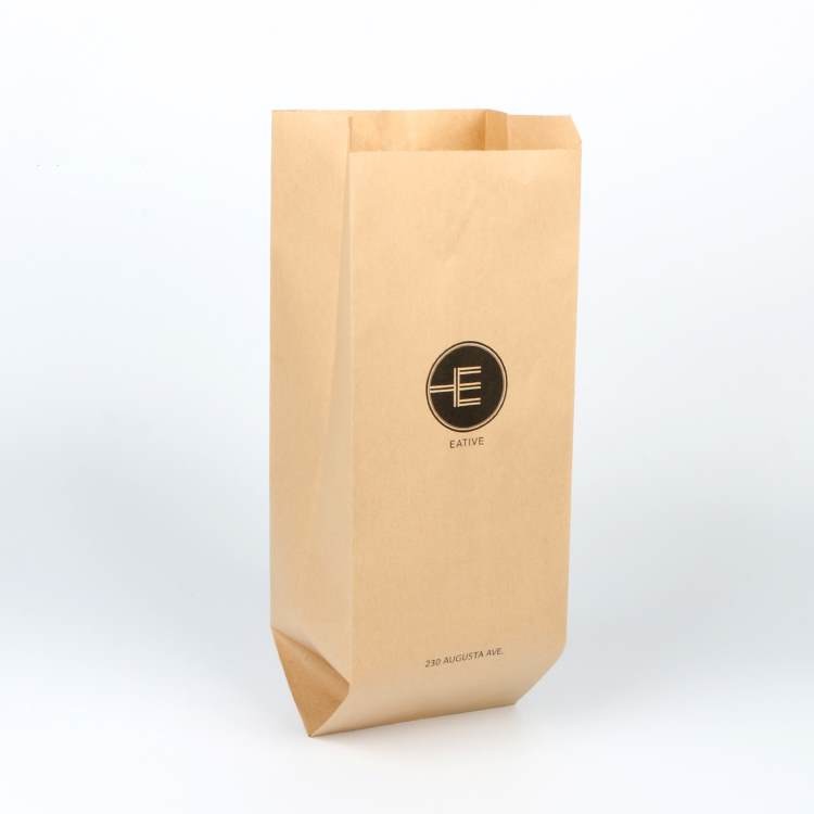 Custom Logo Printed Paper Bread Bag Brown Kraft Greaseproof