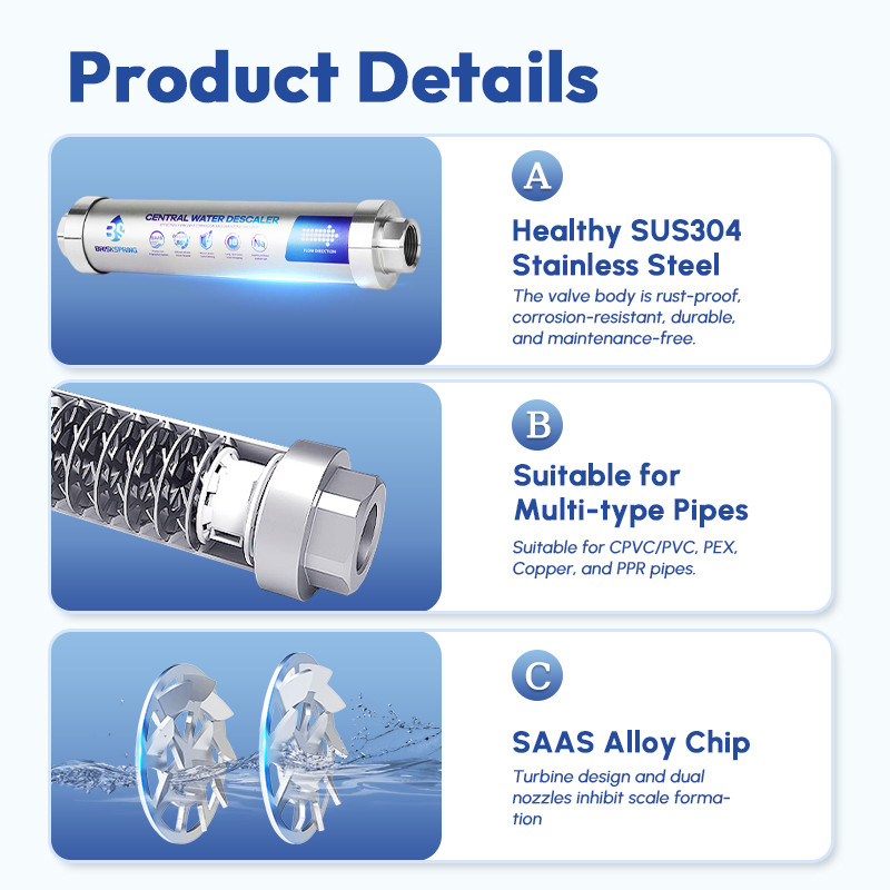 Whole House Hard Water Descaler System SS304 Limescale Descaler