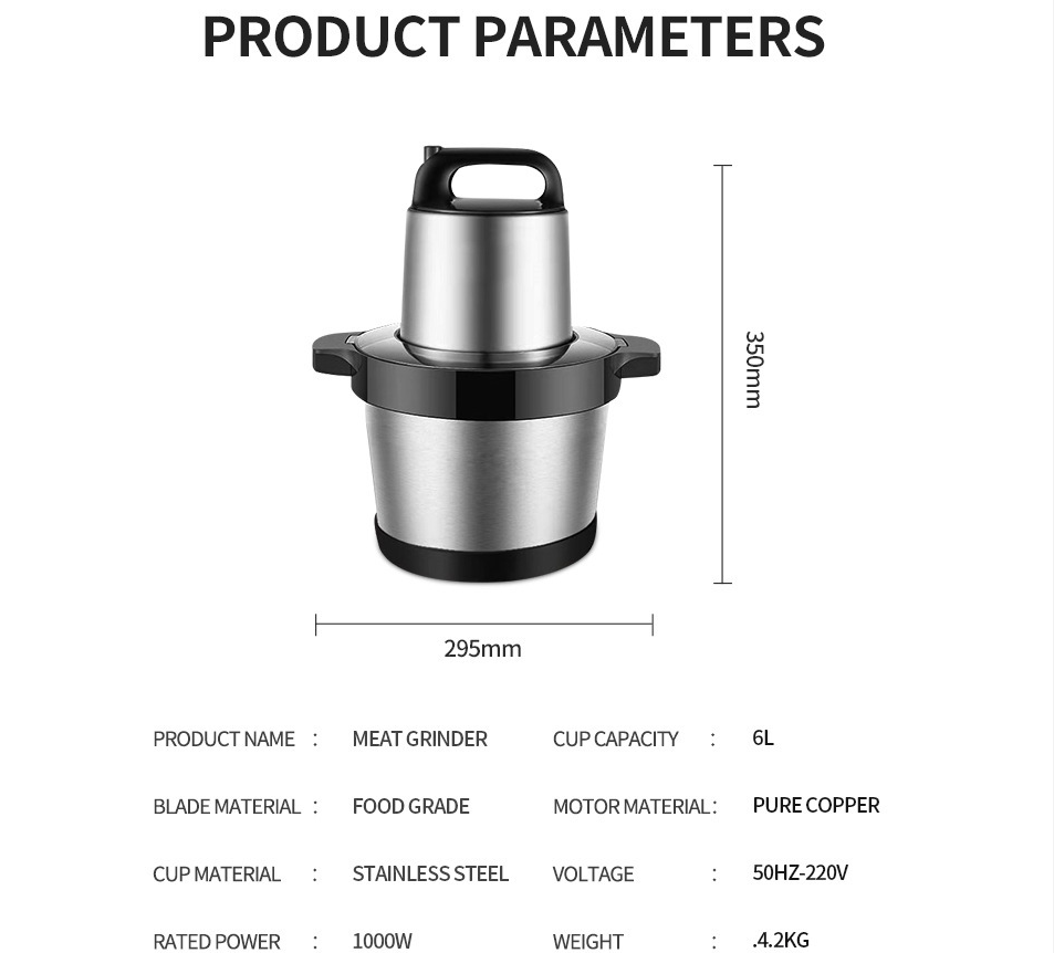 Large Capacity Pure Copper Motor Multifunction Grinder for Vegetable Cutting and Juicing