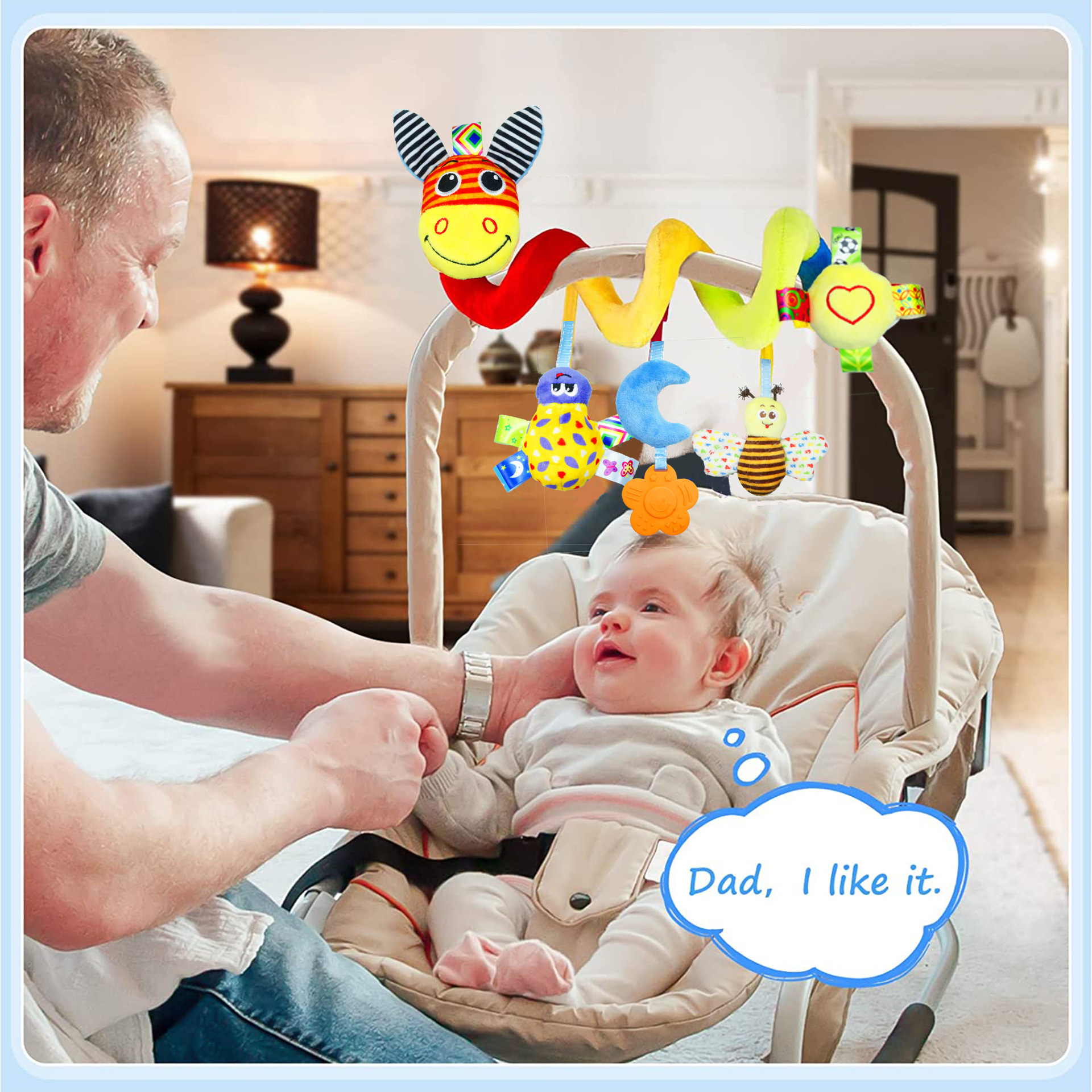 0-24 Months Baby Spiral Plush Toy Stretchy Activity Toy for Stroller and Crib Mobile