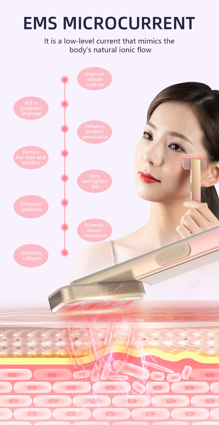 Microcurrent Therapeutic 0.9W Eye And Face Massager Red Light Wand